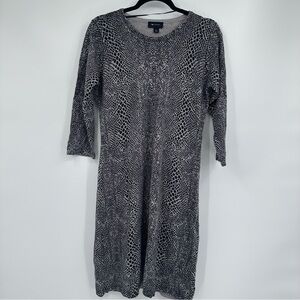 AB Studio Black and Gray Snake Skin Look Sweater Dress Knit Dress size L NL0032